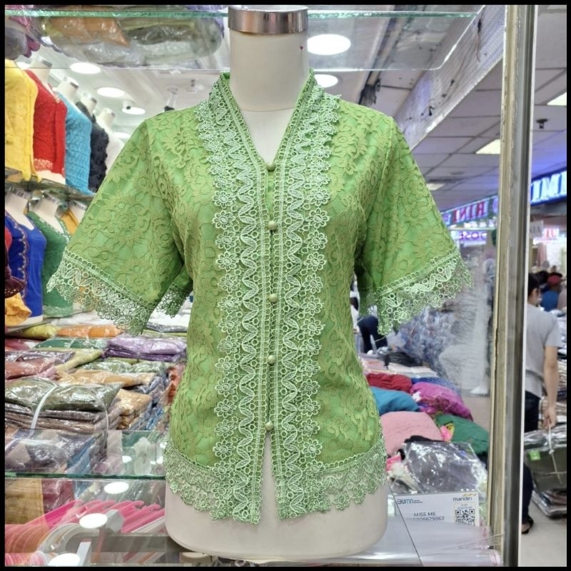 Atasan blus brokat wanita lengan pendek Atasan brokat full furing semi prancis size XL-XXXXL realpic