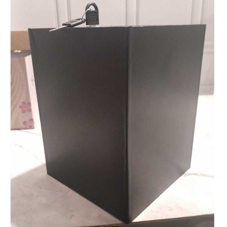 Tempat Nabung Uang  Motif Polos Hitam Celengan Target Jumbo Besar Kunci Termurah Gembok Tabungan Bah