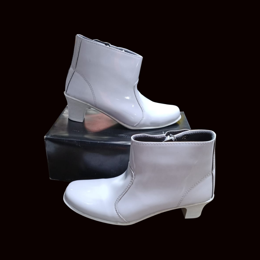 SEPATU MENGKILAP WANITA PDH PUTIH//SEPATU WANITA KILAP PUTIH