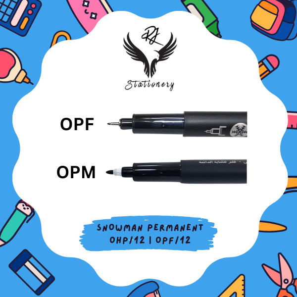 

Spidol Permanent Snowman OHP Marker OPM OPF 1.0 0.5 Pulpen Permanent Hitam