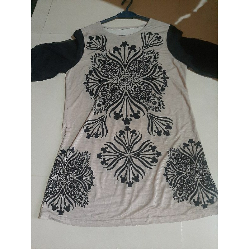 top tunik khaki batik