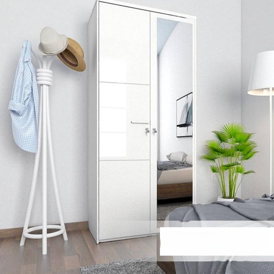 AVANTI MADRID LP201 Lemari Pakaian 2 Pintu Putih Glossy 101.8x59x223.5 cm