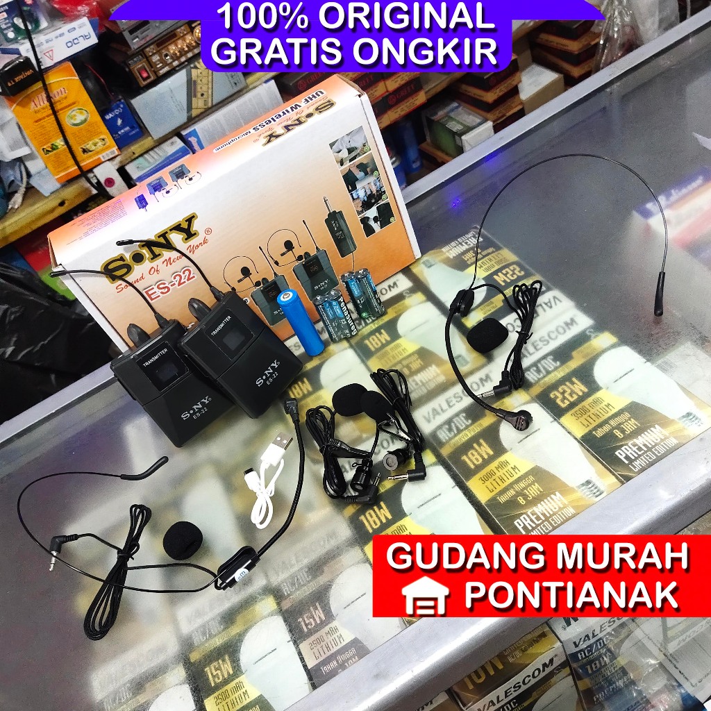 MICROPHONE WIRELESS CLIP ON SONY ES-21 MIC BANDO MIC JEPIT MIC KANCING SONY ES-21 Suara Original Kua