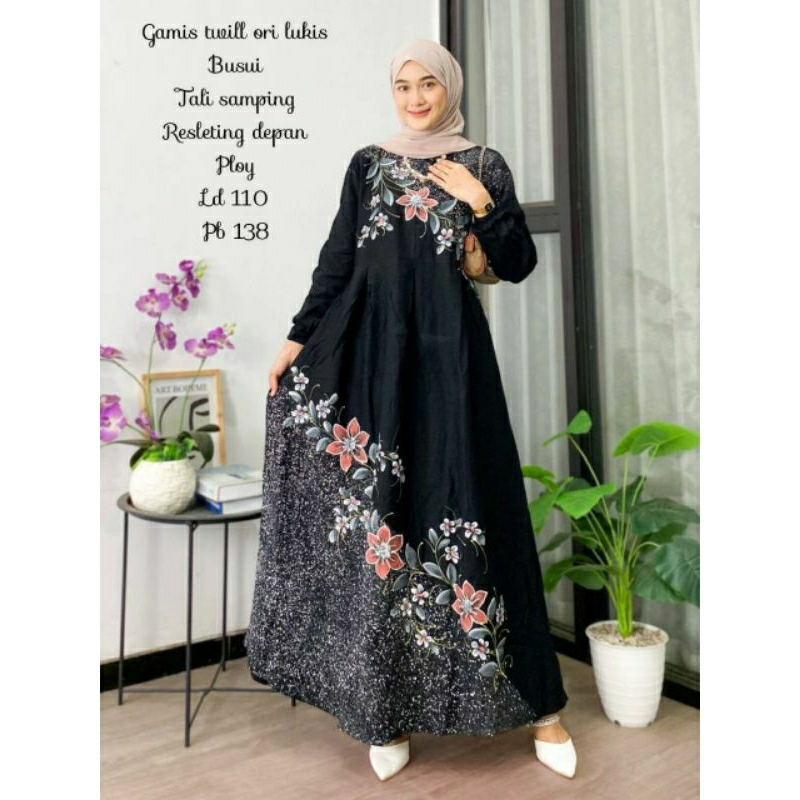 Gamis Twill batik lukis  / Gamis Twill original / Gamis Twill Asli Pekalongan / Gamis Twill viral / 