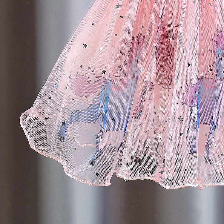 [PRINCESS KESLI] 0-7 Tahun Dress Unicorn Anak Perempuan Gaun Pesta Lucu Untuk Bayi Cewek Baju Ulangtahun Katun Kids Girls Blue Pink Image 7
