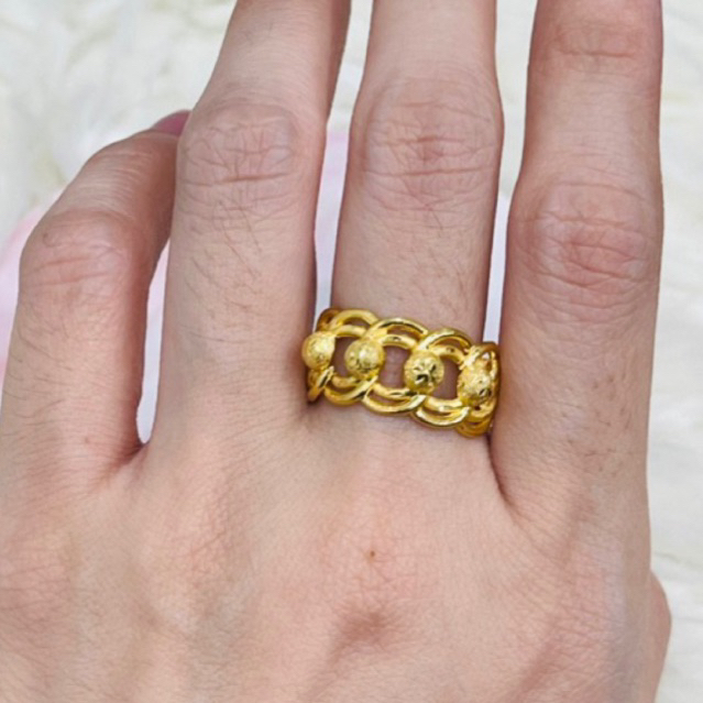 Cincin bola pasir rantai elegant uk 15 emas asli kadar 700