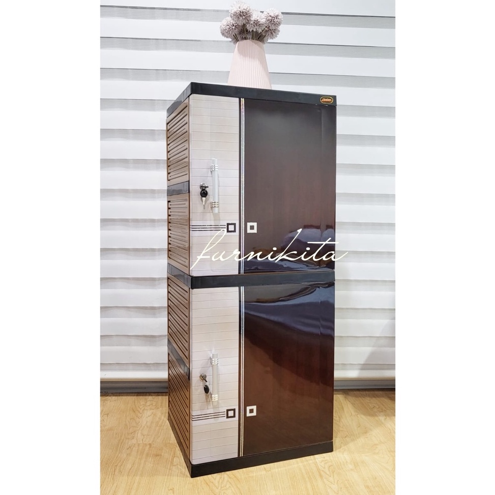 STOK TERBARU LEMARI PAKAIAN PLASTIK NAIBA NACASE FULL KUNCI SUSUN 4