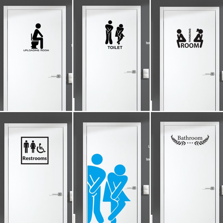 MENARIK Stiker Pintu WC Toilet Bathroom Sticker Kamar Mandi WC Anti Air Cutting