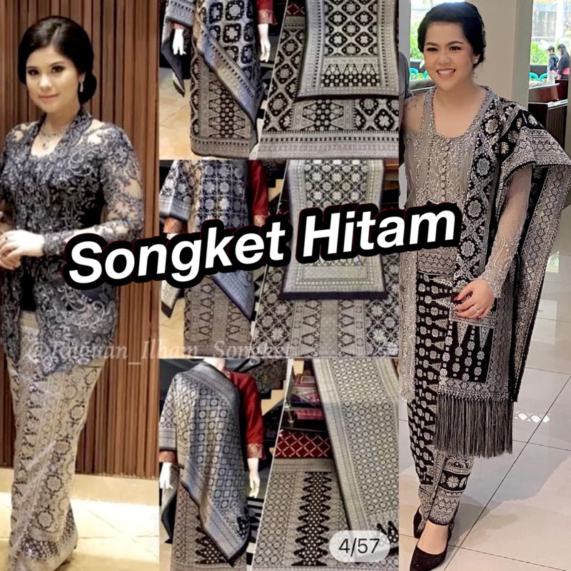 Ragam Songket Warna Hitam /songket tenun asli palembang /ilham songket palembang