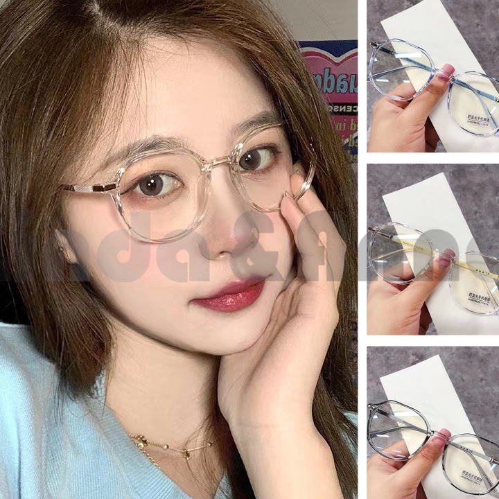 77 Frame Kacamata Anti Radiasi Wanita Kacamata Stylish Lucu Bulat Kacamata Minus 5 sd 4