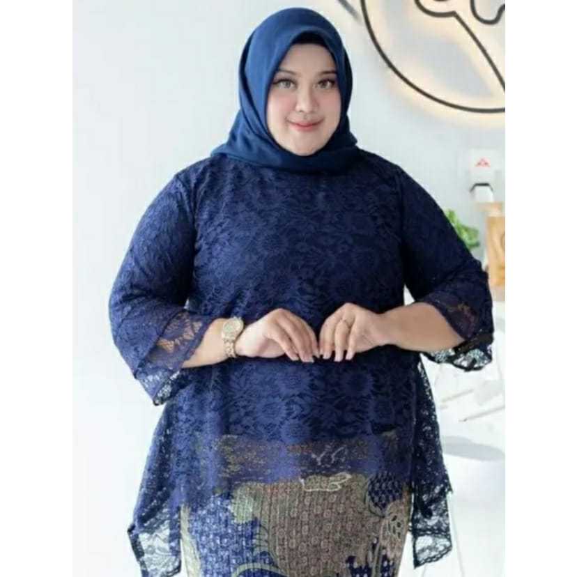 Atasan kebaya rinjani jumbo ld 120 ld 130 cm / atasan kebaya brukat jumbo / kebaya natal /atasan keb