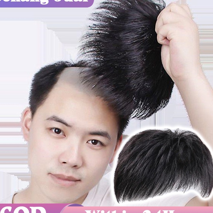 Terlaris Hairclip Pria Wig Pria Rambut Asli Rambut Palsu Pria Botak Rambut Simulasi