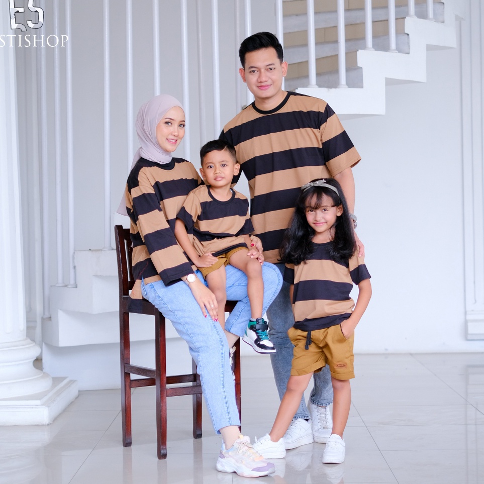Bestseller Harga Terpisah Couple keluarga kaos salur anak cowok cewek baju atasan ibu dan ayah