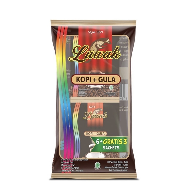 

Luwak Black Coffee 2in1| Kopi Luwak Plus Gula Black Coffee Bag (6+2) x25gr