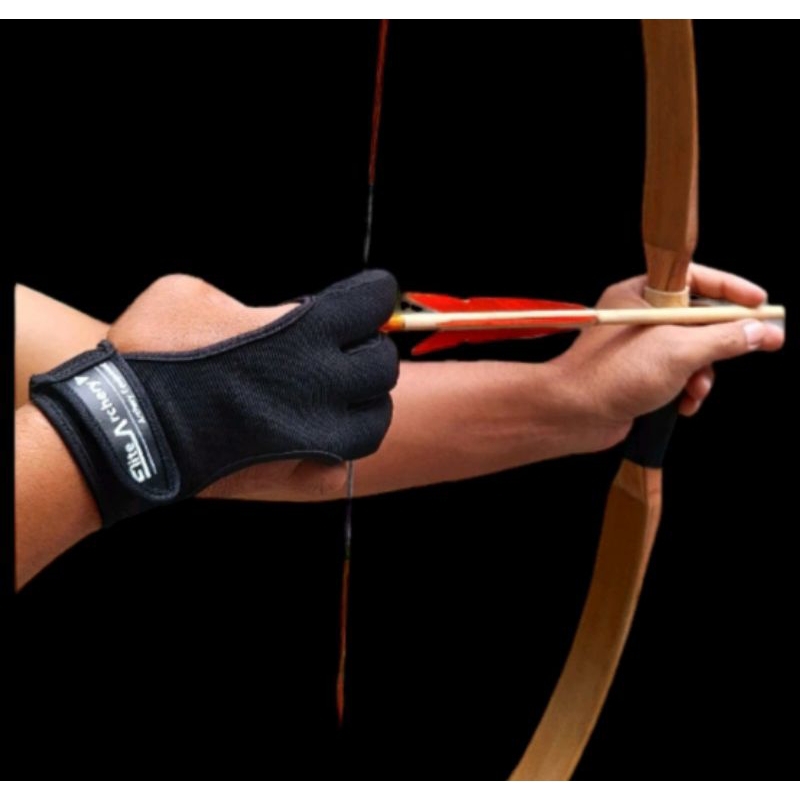 Finger Glove pelindung sarung tangan 3 jari panahan horsebow recurve bow bahan lembut threee fingers