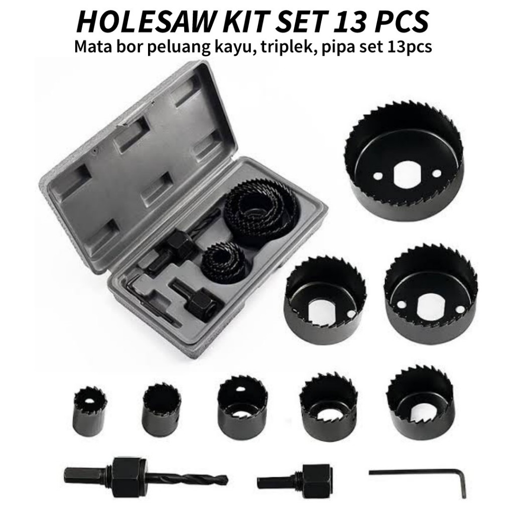 PROMO YUKIDO Holesaw Kit 11Pcs Hole Saw Set Kit YUKIDO / Mata Bor Pelubang Kayu 11 Pcs YUKIDO