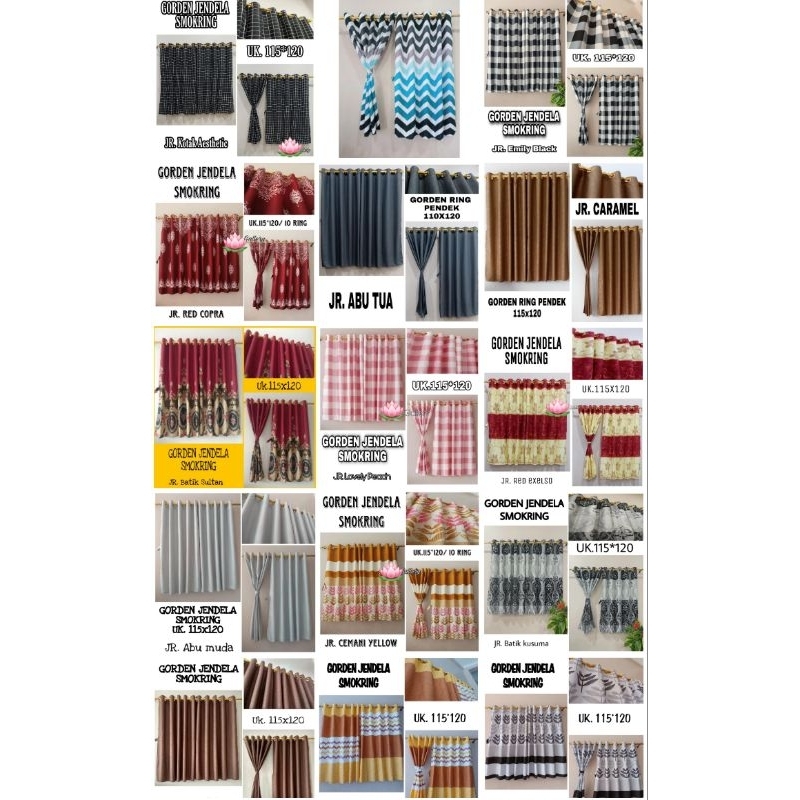 Gorden Jendela / Tirai jendela pendek smokring 10 ring minimalis