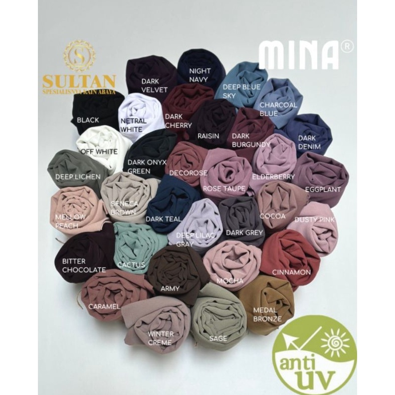 ART O64J BEST SELLER 5 Cm Mina Anti UV Polos Aneka Warna Sultan Original Amanah In Syaa Allah  Kain 