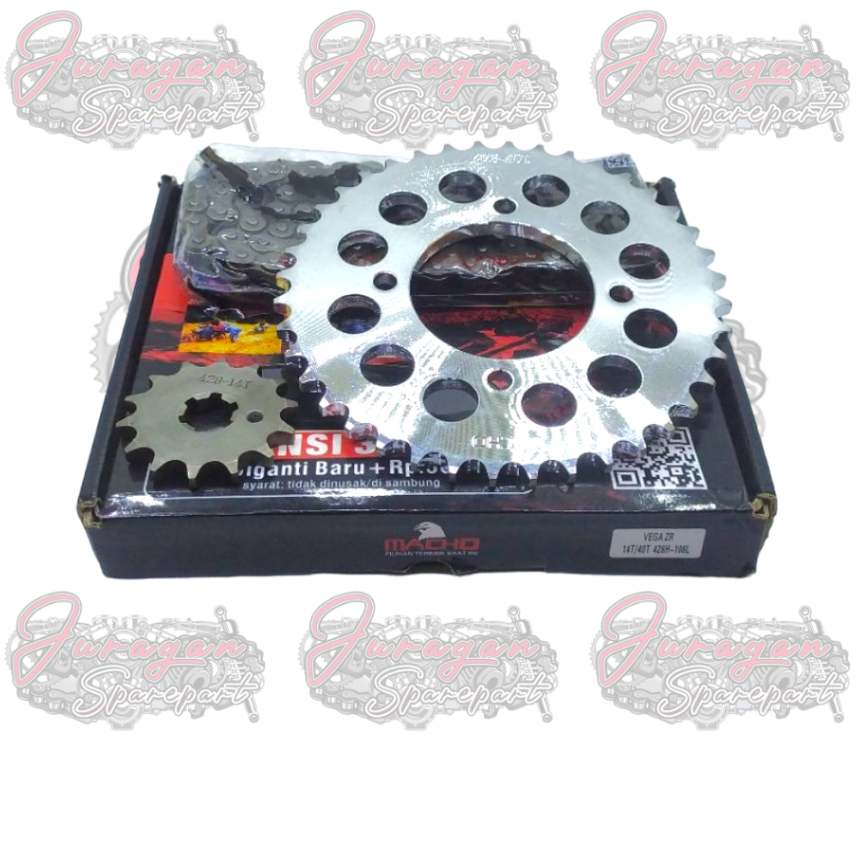 Gir Gear Paket Set + Rantai Vega ZR Jupiter Z 115 New Robot Vega RR Force FI Merk Macho