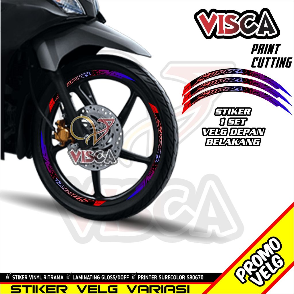 Stiker Velg List Velg Motor Stiker Velg Supra x125 Motif Bunglon Custom