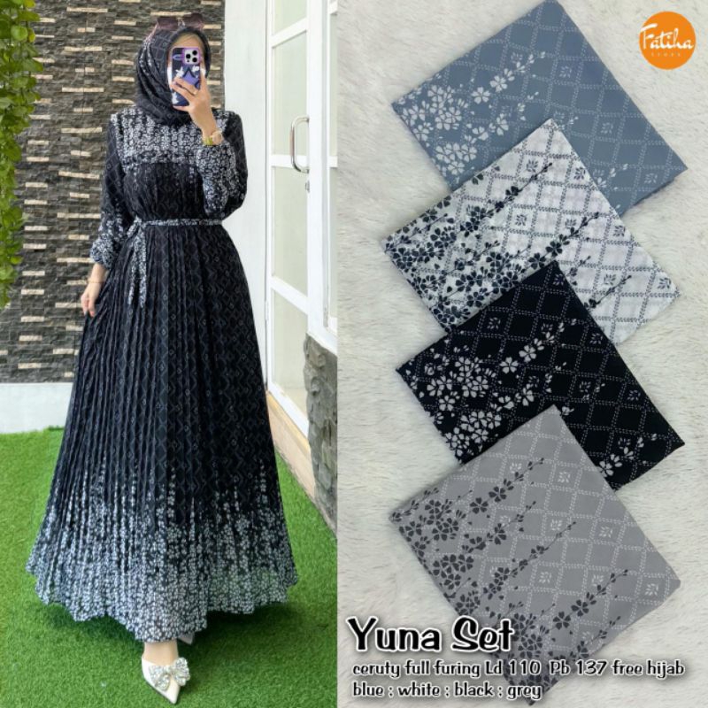 gamis ceruti fullfuring  kekinian lintang#2 kinan #2 Yuna set hijab  by fatiha