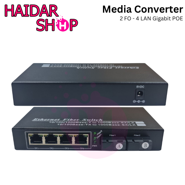 Media Converter 2 Port FO 4 Port Gigabit LAN POE / 2 FO 4 Gigabit POE