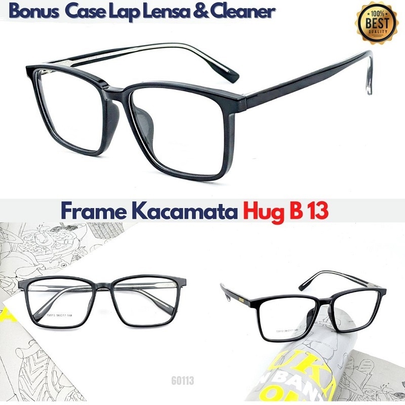 Frame Kacamata Pria Hug B13 Lensa Minus Baca Anti Radiasi Photocromic Bluecromic