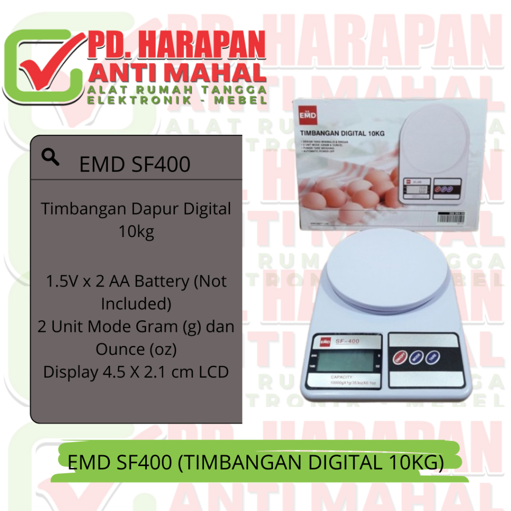 EMD SF400 (TIMBANGAN DIGITAL 10KG)/TIMBANGAN DAPUR/TIMBANGAN SERBAGUNA/TIMBANGAN DIGITAL