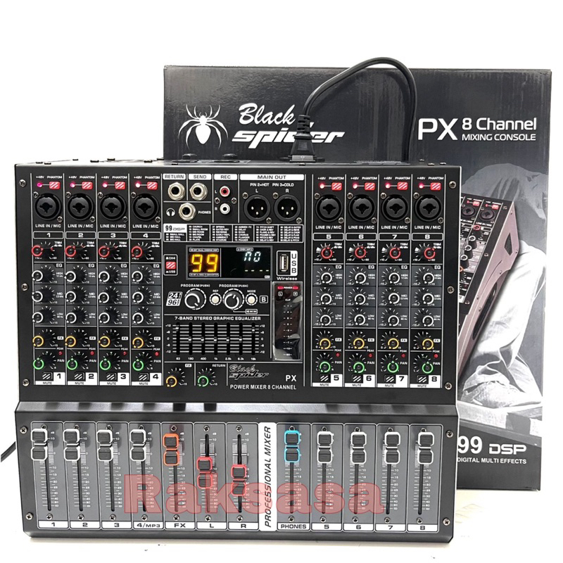 Power Mixer 8 Channel BLACKSPIDER px8 px 8 Original bluetooth