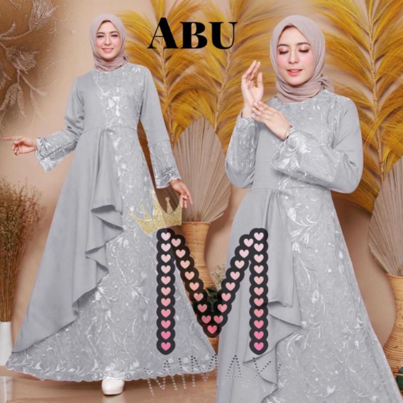 (MODEL BARU) ABU-ABU GAMIS ZOLANA / GAMIS BRUKAT TILE
