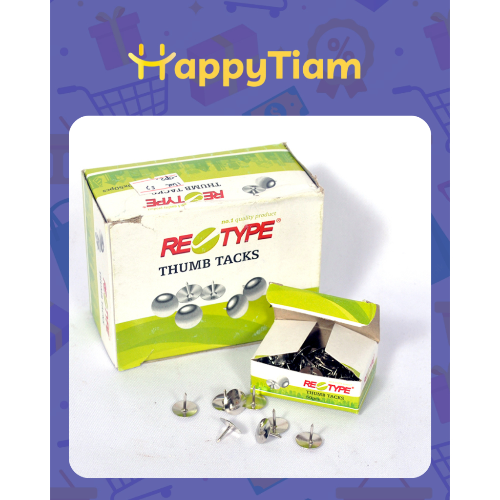 

PAKU PAYUNG RETYPE ISI 50 THUMB TACKS PINES NAILS RE TYPE