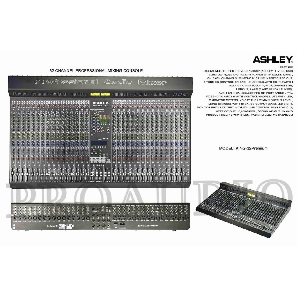 MIXER AUDIO ASHLEY KING32 PREMIUM/KING 32 PREMIUM 32CH ORIGINAL + Power Suplay