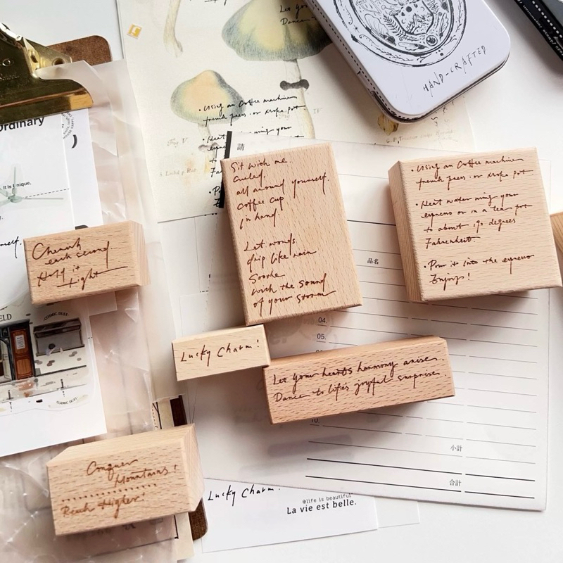 

Two Raccoons Handwritten Words Rubber Stamp