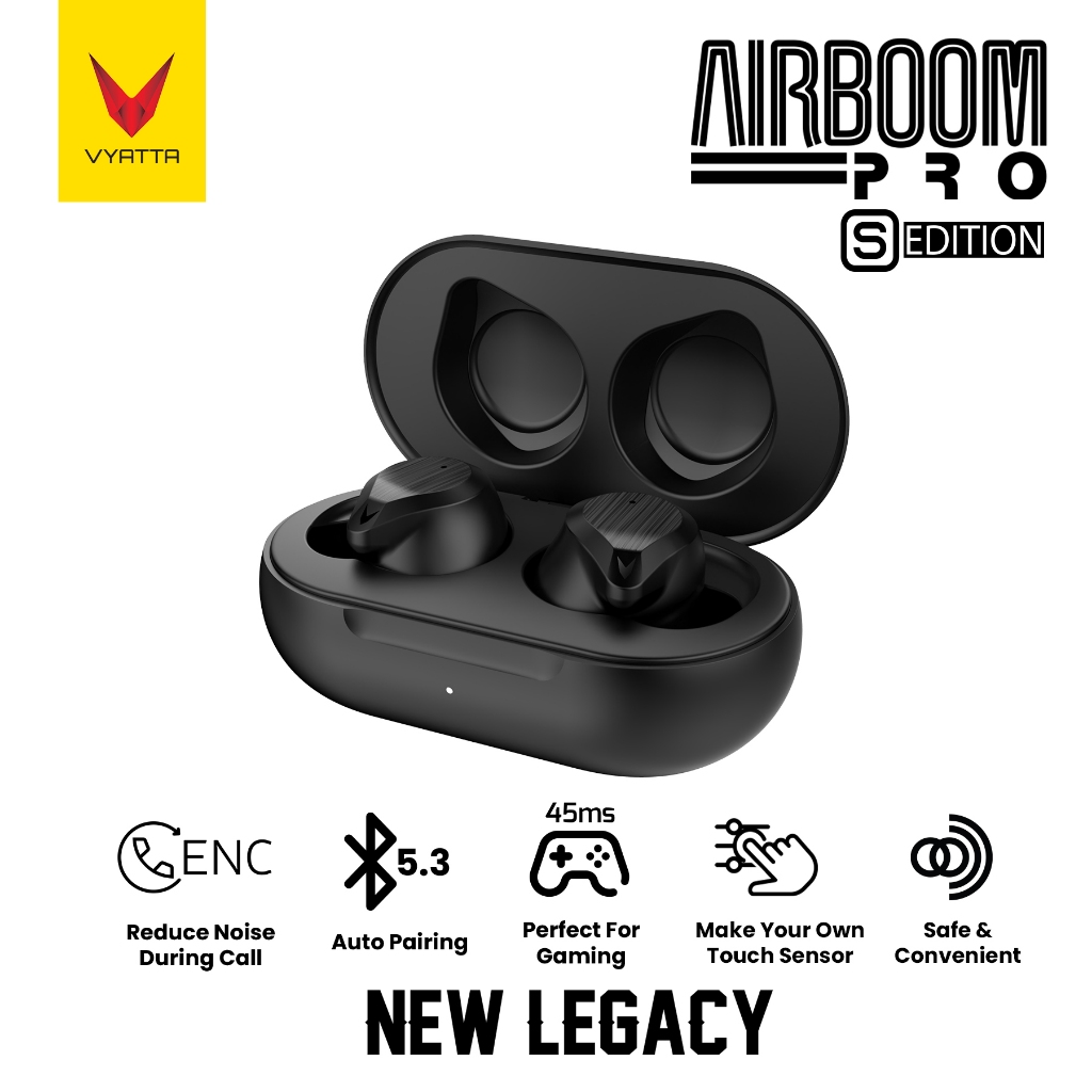 Vyatta Airboom Pro S Tws Bluetooth Headset Earphone Enc Eq Setting Custom Touch Sensor Gaming Mode 4
