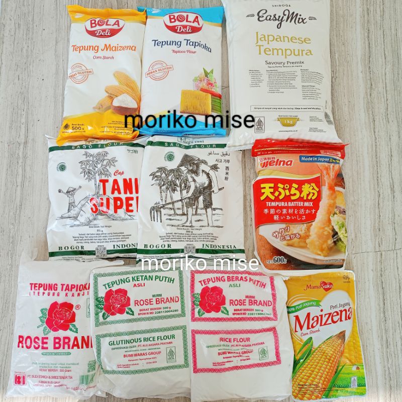 

[ 500 gr ] tepung BERAS rosebrand tepung ketan / tepung TAPIOKA sagoo flour / rice flour ROSEBRAND glutinous rice flour / BOLA DELI maizena tapioka SAGU TANI sagoo flour tepung sagu cap pak tani / tepung KELAPA kara dessicated coconut flour