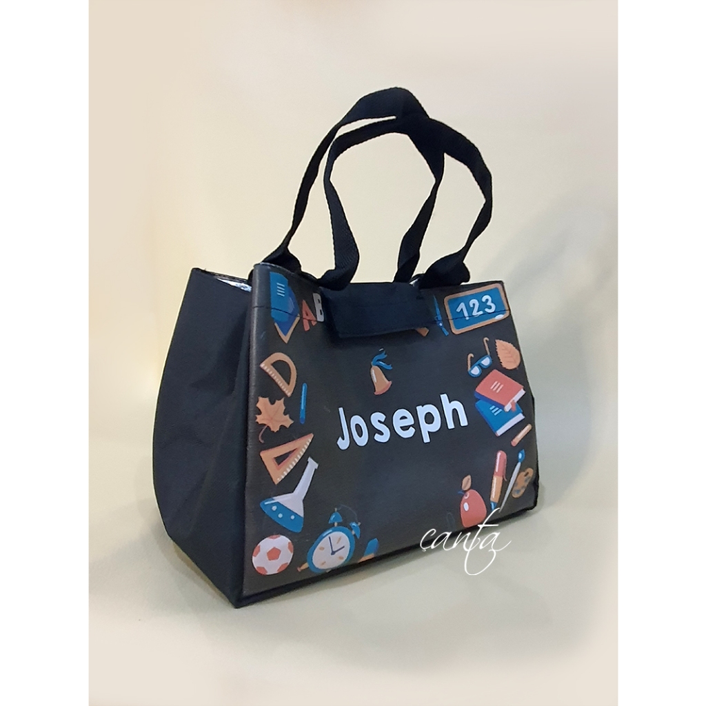 Canta - Souvenir tas bekal dilapisi aluminium foil custom gambar & nama penerima sebebas-bebasnya | 