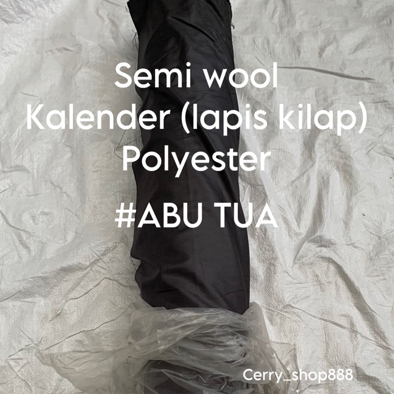 0,5 meter kain semi wool polyester abu tua kilap kaku keras kilap kalender lokal kain jas kain woolc