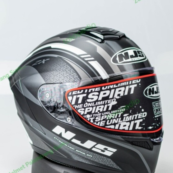 HELM MOTOR NJS ZX-1 SPECTER MATT BLACK SILVER HELM FULLFACE SNI DOFF