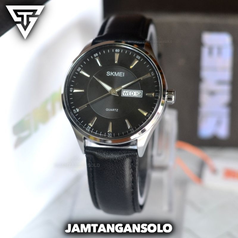 JAM TANGAN PRIA WANITA SKMEI DAYDATE ORIGINAL STRAP KALEP KULIT LEATHER FITUR HARI TANGGAL MEWAH SIM