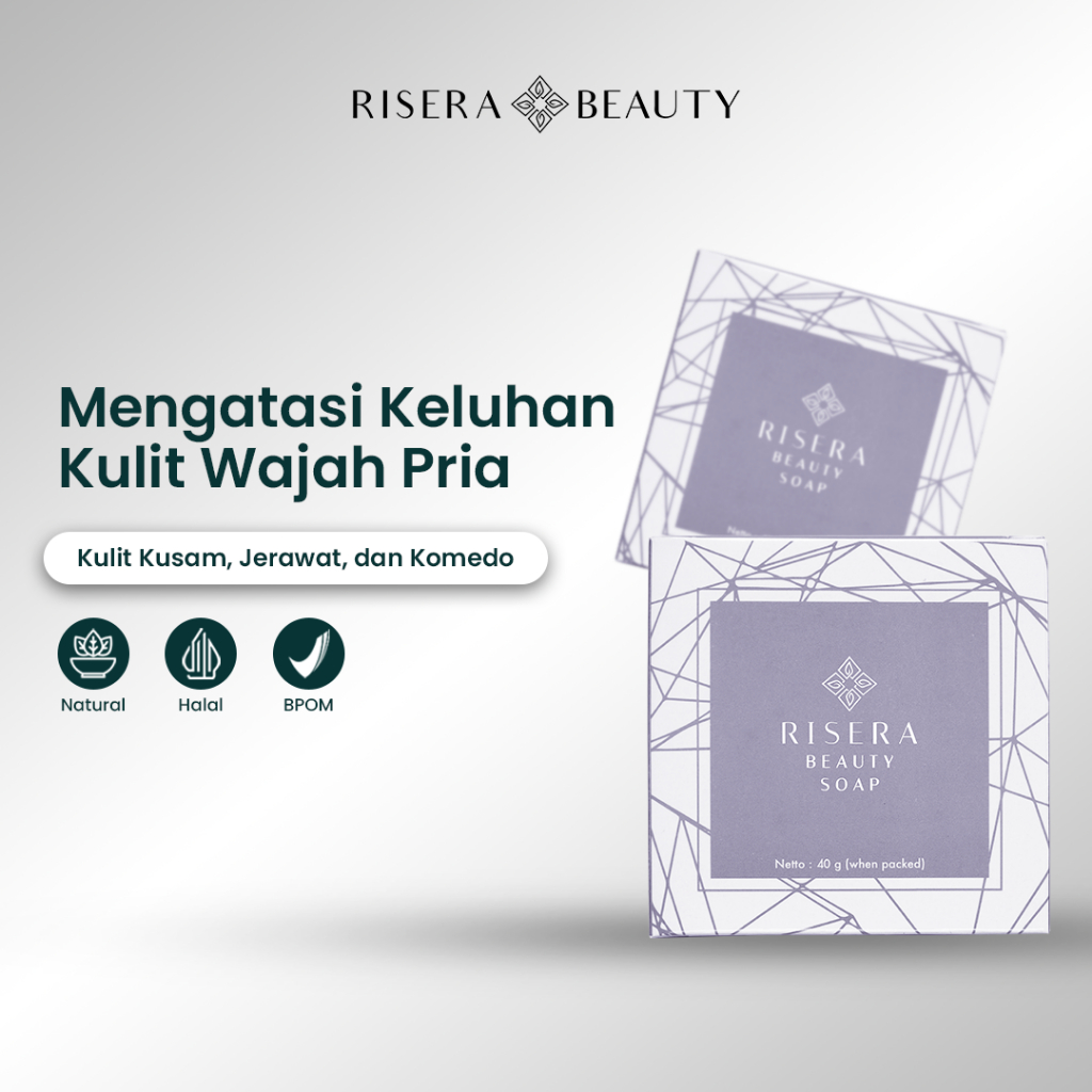 RISERA BEAUTY Soap Whitening Facial Wash Man Wajah Berminyak Dan Berjerawat Pria
