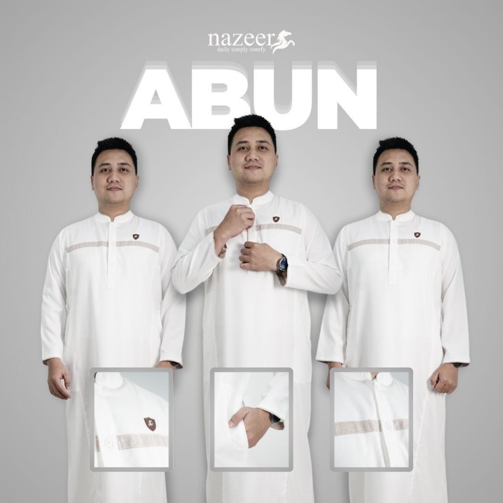 Baju Gamis Pria Lengan Panjang Putih Katun Madinah Abun Gratis Peci