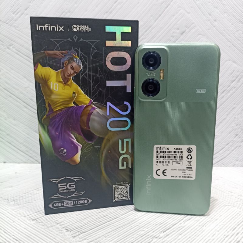 Infinix Hot 20 5G 4/128 GB Handphone Second Bekas