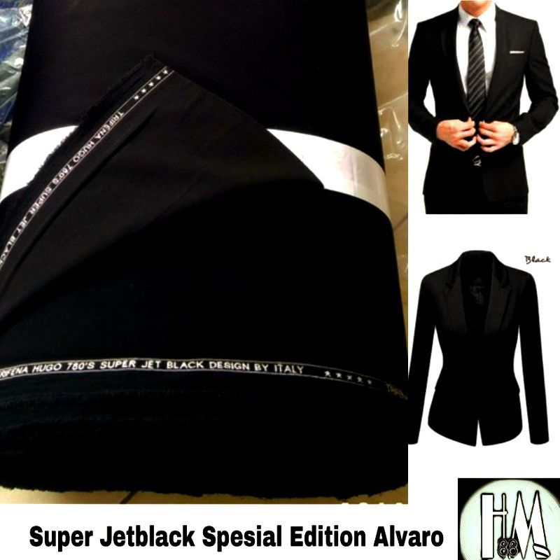 CUST HITAM PEKAT KAIN CELANA, KAIN JAS, SAFARI DASAR KAIN HITAM