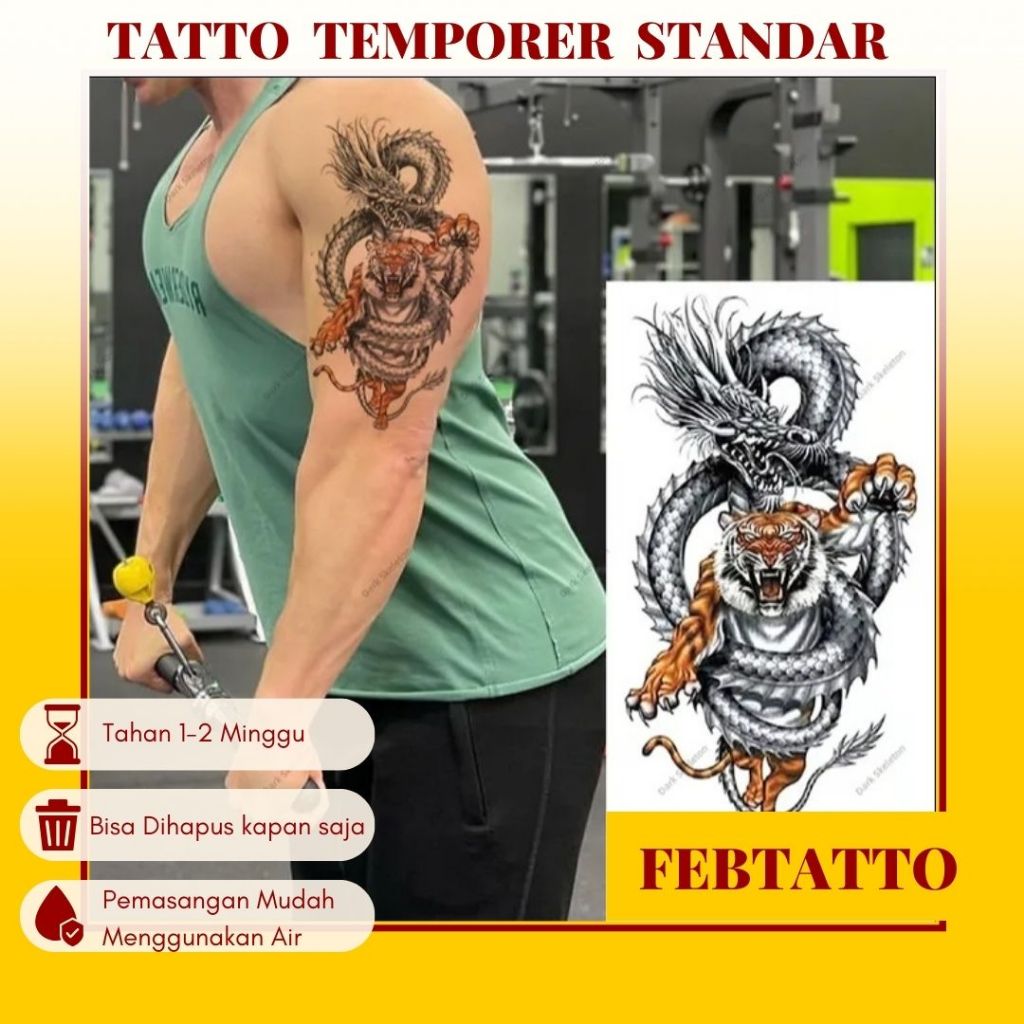 Tato Temporer Ukuran 21cmx11cm Tato Lengan Tato Dada Tato tangan Tato Kaki Tato Punggung Tato Jari  