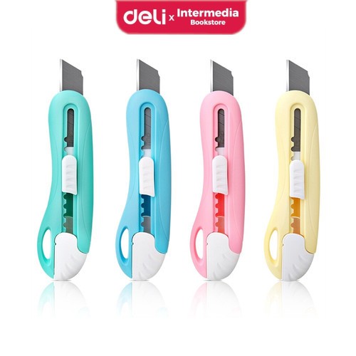 

Deli 2024 Cutter Sekolah, Design untuk Anak-anak, Bahan ABS, Silet 55mm Dengan Gantungan