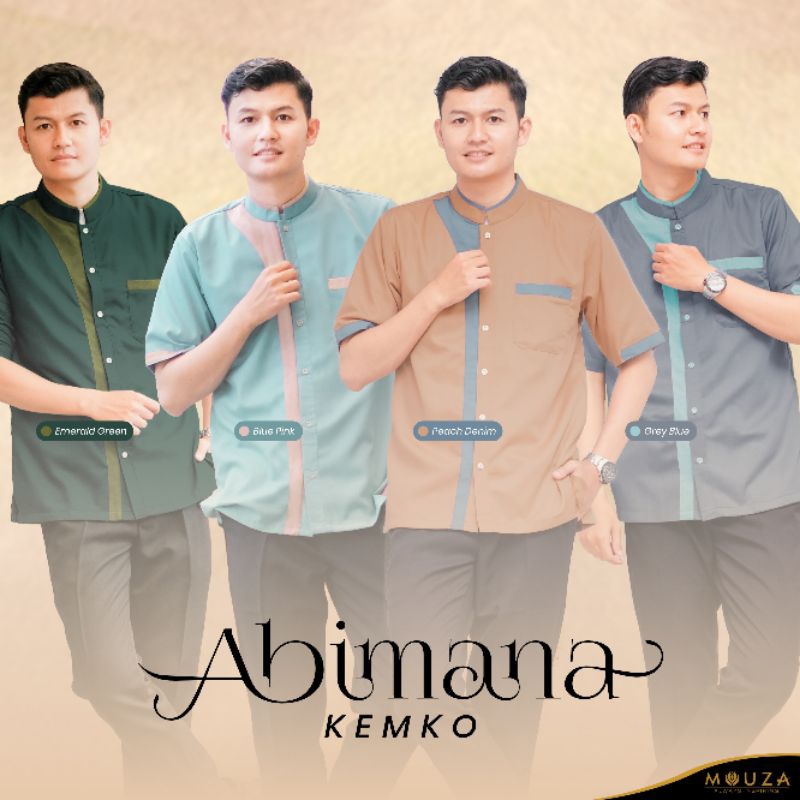 Kemeja Koko Kemko Abimana by Mouza - Sarimbit Terbaru, Material Toyobo, 4 Varian Warna Size XS-XXXL