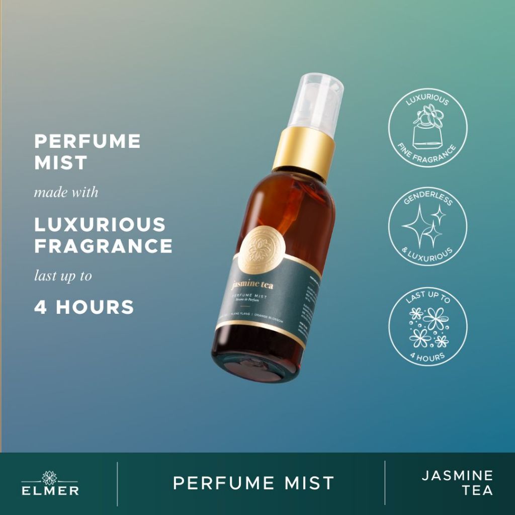 ELMER Jasmine Tea Perfume Mist 60ml Brume De Parfum With Luxurious Fragrance Teh Melati Parfum Wangi