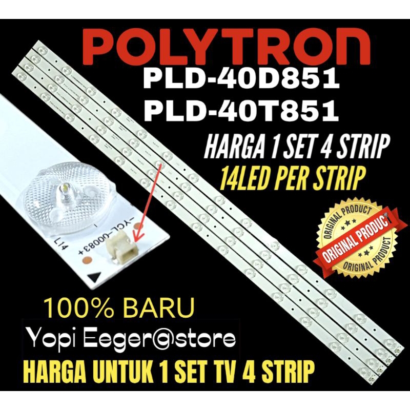 BACKLIGHT TVLCD LED POLYTRON 40 INCH PLD-40D185- PLD-40T851 BACKLIGHT POLYTRON 40 INCH 14LED 3VOL