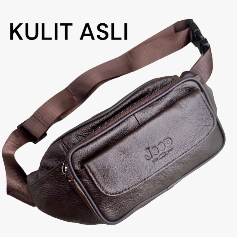 TAS KULIT WAISTBAG PINGGANG Jeep/ TAS SELEMPANG KULIT ASLI IMPOR