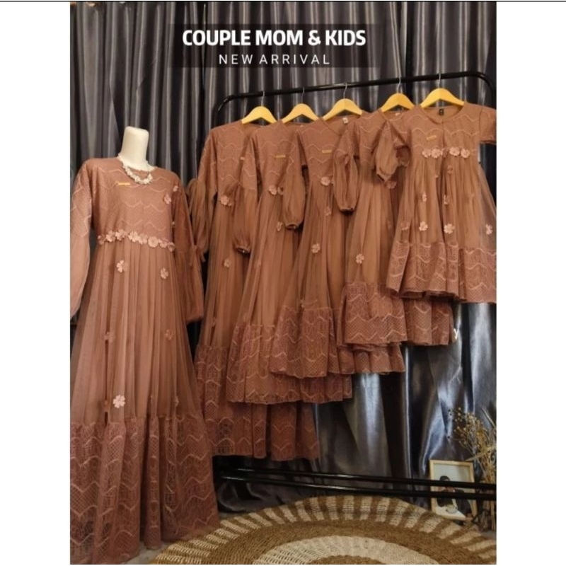 couple mom and kids GAMIS PESTA MODEL BUNGA KEKINIAN//GAMIS BEST SELLER REMAJA DAN ANAK